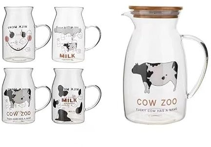 Brocca Acqua Bella Mucca Set di Bicchieri Una Pentola Quattro Tazze Set di Cinque Pezzi Tazza da Latte Bollitore for Acqua Fredda for Uso Domestico In Tazze da Caffè a Vento Caraffa Acqua