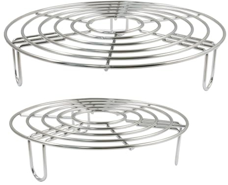 Coufce 2PCS Round Cooling Racks Stainless Steel Steamer Rack Roasting Rack Cooking Grid Grill Rack Steaming Baking Rack Fits Air Fryer Stockpot Pressure Cooker Round Cake Pan Oven(8,6.89)