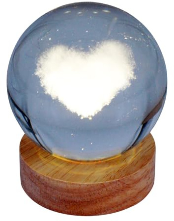 Pfrontenschmuck Gravierte Glaskugel Motiv: Herz mit elektrischer Beleuchtung Durchmesser 8cm Hologrammkugel
