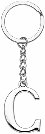 LUODAN Cadeau Femme Homme Porte-clés, Argent A-Z 26 lettre initiale pendentif porte-clés-Cadeaux Sœurs Amitié Collègue Papa Marraine Parrain idées Cadeaux Meilleur Ami Anniversaire