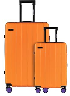 ETERNITIVE - Set de 2 Valises - Petit et Grand | Valise Rigide ABS | Taille: 55 & 75,5 cm | Serrure TSA | Roulette 360° | Bagage à Main 37L & 99L | Orange