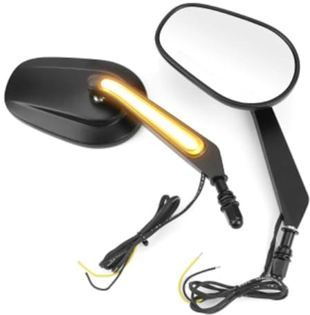 Lenkerendenspiegel Motorrad Für Harley Für Davidson Motorrad Rückspiegel Blinker Licht Einstellbare Seite Spiegel Chopper Spiegel(Black)