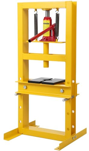 GarveeTech Hydraulic Press 6 T Hydraulic Shop Press, H-Frame Garage Floor Benchtop Press Adjustable Shop Press with Plates, Adjustable Working Table Height, for Gears and Bearings, Yellow