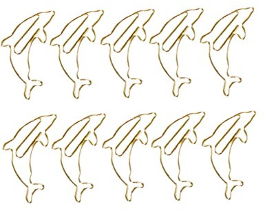 JEWEDECO 20stücke Kreative Metall Paper Clips Delfin-form Goldene Büroklammern Für Notizen Lesezeichen Und Organisieren Von Dokumenten Für Büro Und Zuhause