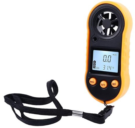 Windgeschwindigkeitsmesser, Digitales Anemometer mit LCD-Hintergrundbeleuchtung, Tragbares Luftströmungsgeschwindigkeits-Thermometer für Windsurfen, Segeln, Angeln und Mehr