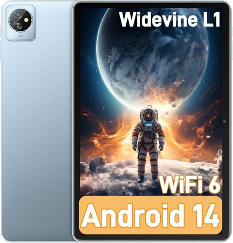 Blackview Tablet 10 pollici Android 14, 12GB+64 GB di memoria interno, supporto TF fino a 1 TB, WiFi 6, Tablet PC con display HD+,Processore a quad-core,Gemini,Fonte audio 3.5 mm/GMS/Widevine L1