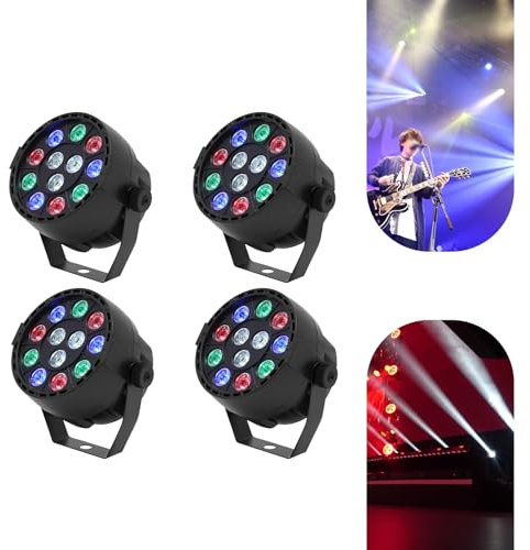 4er Pack LED Par Strahler,12 LED Discolicht Partylicht RGB DMX512 Scheinwerfer Bühnenlicht,DJ licht Beleuchtung Moving Head für Party Bar Stage Halloween Feste Show