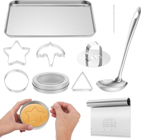 Alipis Korean Sugar Candy Making Tools: Stainless Steel Cookie Cutters Set - 1 Set of Umbrella Triangle Star Round Baking Cake Molds - Sugar Game Kit for Kitchen Party Baking Cookies Tool
