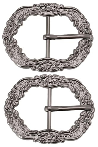 SG Store 2 Stück Gürtelschnalle Im Vintage-Stil mit Muster Metallschnalle Unregelmäßiges Muster Dekorative Schnalle für Hosenträgergürtel 30x58mm (Silberschwarz)