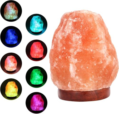 SOO Natural Himalayan Salt Lamp with 7 Colors Changing, 100% Natural Crystal Rock Salt Light Glow Hand Crafted Night Light for Lighting, Decoration Gift Exam