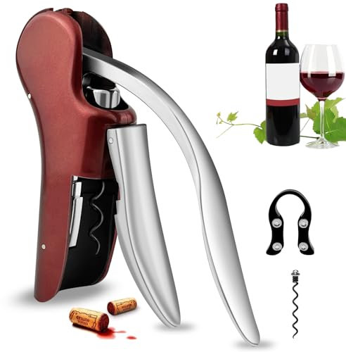 GZjiyu Sacacorchos Vino Set de regalo, abridor de botellas de vino de aleación de zinc, sacacorchos de palanca profesional para todo tipo de corchos