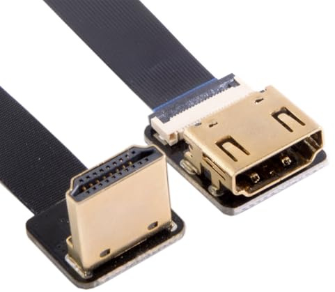 CY Cord Ultra Slim Down Angled HDMI Male to HDMI Female Extension FPC Flat Cable 1080P for HDTV Multicopter Aerial Photography A4-A3 (20cm)