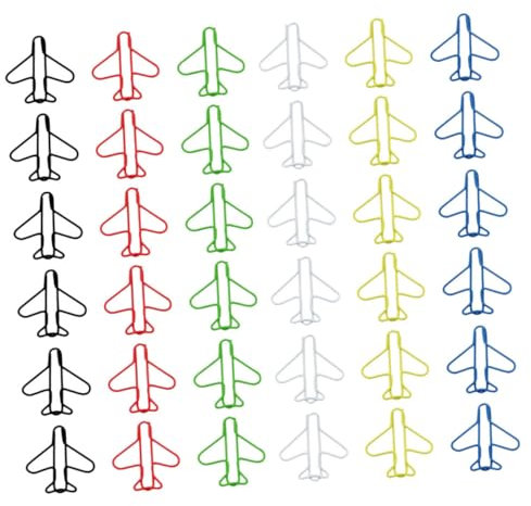 SHINEOFI 70stücke Flugzeugform Büroklammern Farbige Kleine Aktenklammern Büromaterial Lesezeichenklammern Dekorative Cartoon-büroklammern