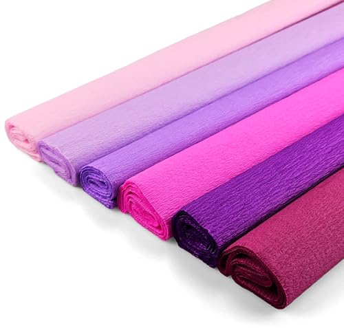 Netuno 6 Rollen Krepppapier Violett-Rosa Mix 200 x 50 cm Schultüte Basteln | Papierrollen Dekoration Floristenkrepp Bastelkrepp Bastelpapier Gärtnerkrepp crepe paper Krepp Papier Geburtstag