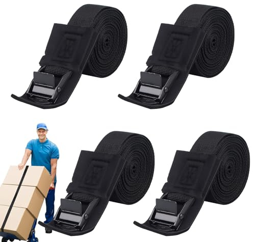 Türzargenspanner 4 Stück 3M Strap Rahmenhalter E-Bike Packriemen Flachriemen Lederriemen mit Verschluss Abspanngurt Camping Spanngurt mit Schloss Mini Spanngurte mit Ratsche Schmal Gepäckgurte