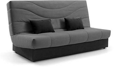 SWEET SOFA® Sofá Cama Tedgi con Apertura Clic Clac y Arcón – Cama 130cm | Colchón Espuma D20 | Edredón Desenfundable | Estructura Reforzada | 193x74x105 cm (Color Gris)