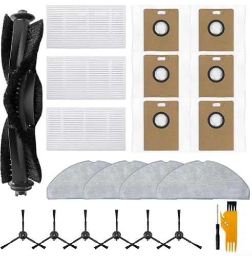 BlissfulAbode för Tapo RV30 Max Plus RV20 Max Plus robotdammsugare reservsats huvudborste moppduk filter dammpåse sidoborste 3,3 L hög kapacitet absorberar damm smuts skräp enkel installation för hem