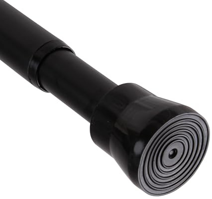Bestlivings Gardinenstange ohne Bohren, 120-210 cm, Schwarz, Spannstange | Ø16/19 mm, stufenlos verstellbar, rutschfeste Endkappen, rostbeständiger Stahl, Klemmstange für Fenster, Tür, Schrank, Bad