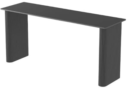 Bartabeller Home Rock Slab Barbord med metallben Kommersiellt balkongbord långt smalt Bar Bordets Högbord(Svart)