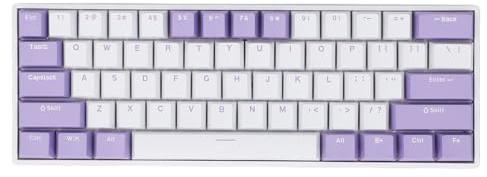 Dpofirs Teclado Mecánico RGB Inalámbrico 60% Diseño Compacto para Juegos y Trabajo para ABS Carcasa Inferior Blanca