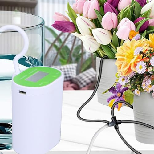 Pumixiy Kit de riego por goteo para plantas de interior, sistema de riego automático con temporizador programable, recargable por USB de 2000 mAh, planta que funciona con pilas (C)