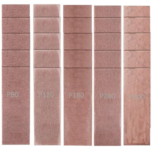 GIONAR 25PCS Sanding Mesh Strips for Mirka, 70x198mm ，Hook and Loop Sanding Paper Sheets, 5 Grits 80/120/180/240/400, for Wood Paint Metal - Abrasive Sanding Pads/Bands