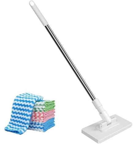 Scopa piatta con manico lungo, riutilizzabile, per la pulizia dei pavimenti, per appartamento, ufficio, camera da , bagno, soggiorno, piastrelle di marmo e