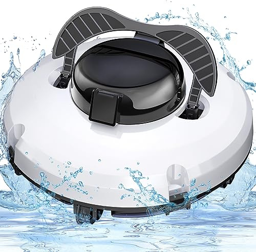 Baopilong Aufrüstung Kabelloser Roboterpoolsauger für obenliegende Pools, 120 - Minuten Laufzeit, Automatischer Poolreiniger für Einbettungspools bis zu 1.000 Quadratfuß, Selbstparkender Poolroboter