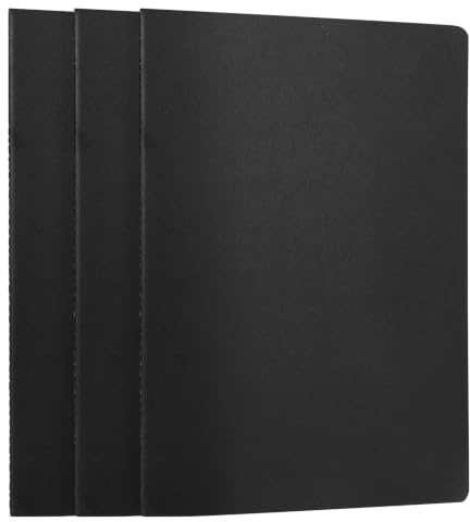 Notizbuch A4 Blanko, 100 GSM,21cm x 28.5cm,Schwarz,3 Stück,80 Seiten
