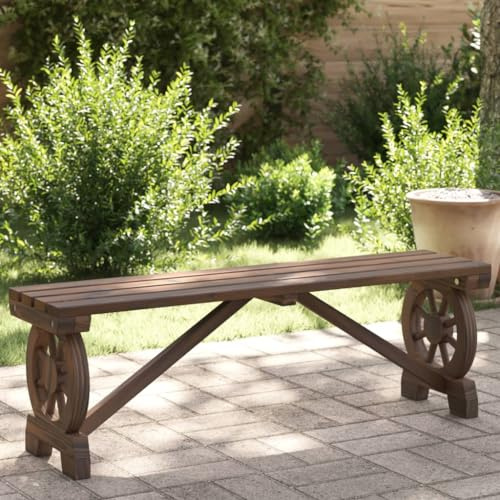 Ordellia Banc de Jardin 115 cm en Bois de Sapin Massif, Cadre Robuste, Design Chariot, Assise 39,5 cm, capacité 110 kg par siège, pour terrasse Patio Jardin