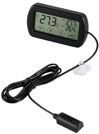 OSALADI Thermomètre Numérique Capteur pour Couveuse D’œufs Hygromètre Thermomètre à Œufs Lcd, Alarme Abs Noir, pour Incubateur et Animaux de Compagnie