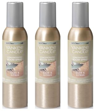Yankee Candle Concentrated Room Spray Air Freshener, Instant Home Fragrance, Odor Eliminating Spray, Sage & Citrus (Pack of 3)