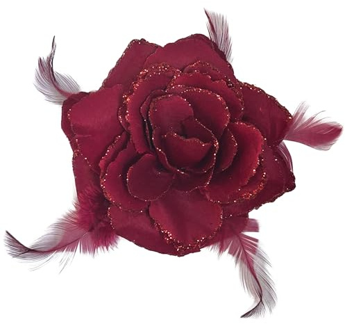 Burgundy Rose Hair Clip Large Rose Fascinator Rose Hair Accessories Clip Elastic Wedding by Cherry-on-Top