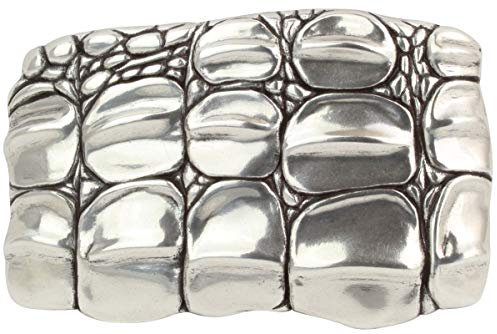 Brazil Lederwaren Gürtelschnalle Kroko Plate 4,0 cm | Buckle Wechselschließe Gürtelschließe 40mm Massiv | Wechselgürtel bis 4cm | Silber