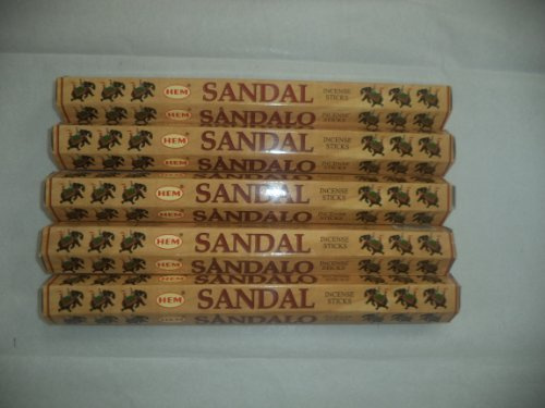 HEM Sandal (Sandalwood) 100 Incense Sticks (5 X 20 Stick Packs) by Hem