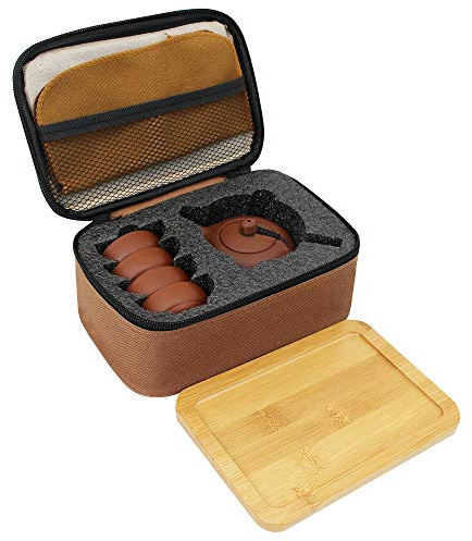 LA HAUTE Juegos de tetera, juego de té chino Kungfu hecho a mano, tazas de tetera Yixing, tetera de arcilla púrpura saludable, buenos regalos de negocios