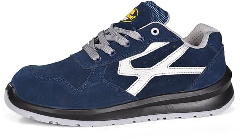 SAFETOE Zapatos de Seguridad para Hombres con Puntera de Fibra de Vidrio 7328 Zapatillas Ultra-Ligeras Azul (Talla 44, Azul)