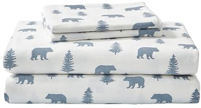 Eddie Bauer - Juego de sábanas tamaño Individual, Ropa de Cama de Franela de algodón Transpirable con Bolsillos Profundos, Cepillado para Mayor suavidad, decoración acogedora del hogar, Certificado