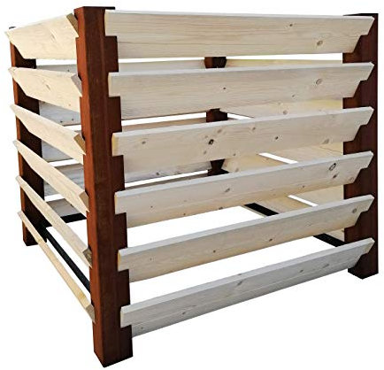 MENOVUS - Compostiera con design ruggine, 1530 litri, struttura robusta in acciaio e legno