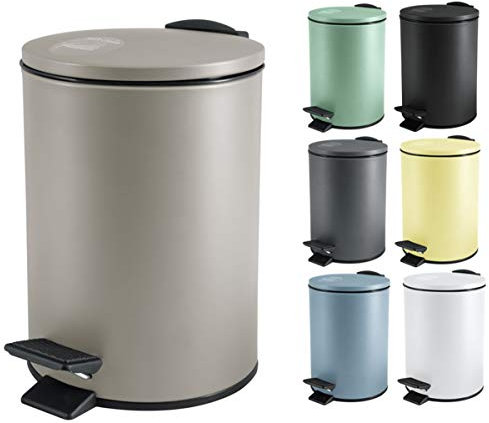 Spirella Kosmetikeimer 3 Liter Edelstahl mit Absenkautomatik und Inneneimer Adelar Badezimmer Mülleimer Softclose Abfalleimer Taupe, 3 litres