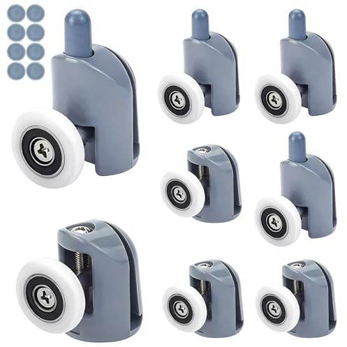 STARVAST Lot de 8 Roulettes pour Porte de Douche,Roulettes Cabine de Douche pour Salle de Bain 23mm (4 Supérieures et 4 Inférieures)