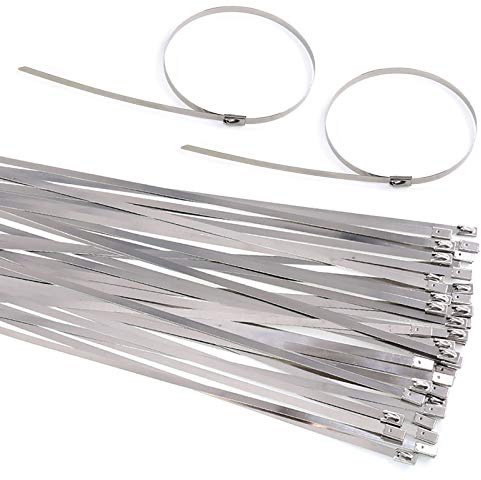 Keadic 30Pcs 14 Stainless Steel Zip Ties (Item Type: Cable-Ties), 304 Steel, Silver, Ideal for Ship, Mine, Electricity, Computer Wire Harness, Home Repair and more