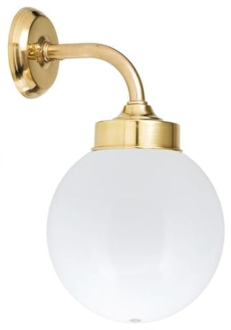 Wandlampe Messing IP43 Kugel Schirm in Weiß Klassisch VERIA Außenleuchte Haustür Hof Terrasse