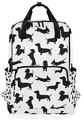 FANTAZIO Rucksack mit Dackel-Motiv, Schwarz