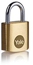 Yale Lucchetto in ottone Y110B/20 20 mm: corpo solido con arco in acciaio temprato e cilindro a 3 perni per protezione affidabile di armadietti cassette degli attrezzi e uso interno