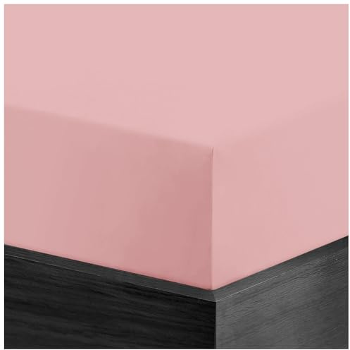 GC GAVENO CAVAILIA Flannelette Fitted Sheets | 25Cm Deep Fitted Sheets Super King Size (182 x 203 cm) | Flannel Plain Brushed Cotton Bedding Breathable, Fade Resistant Pink Bed Sheet Bottom