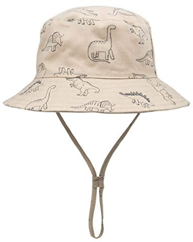 Foruhoo Baby Sonnenhut Kinder Hut, Sommerhut Mütze for Jungen Mädchen mit Verstellbar Kordelzug (54, Dinosaurier Khaki)