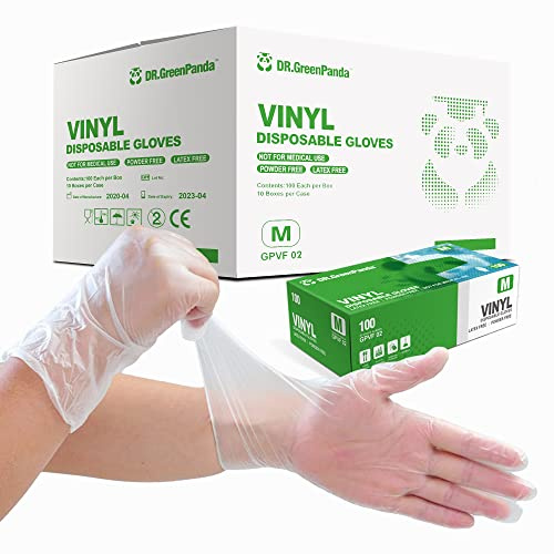 Dr.GreenPanda Medium 1000pcs Clear Vinyl 3mil Disposable Food Safe Gloves for Food Service Food Prep Food Handling Cooking Cleaning Multipurpose Light Work Latex Free Powder Free Non-Sterile