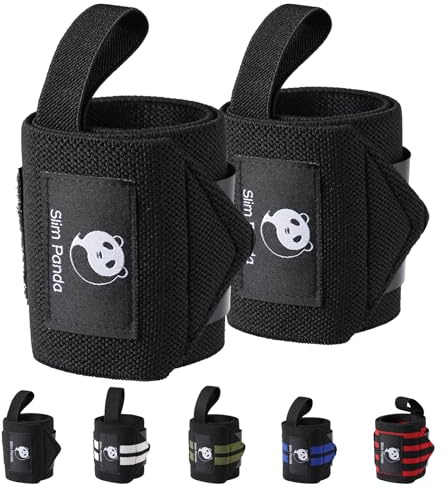 Slim Panda Handledsbandage, 1 Par 45cm Remmar Styrketräning Fitness med Tumring, Professionella Bandage Handledsskydd för Styrketräning, Calisthenics, Crossfit, Dam och Herrbandage
