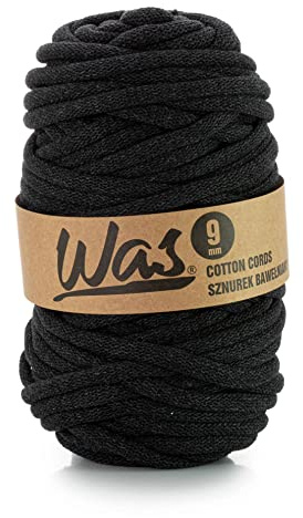 WAS Baumwollkordel mit Polyesterkern 9 mm 50m Baumwollgarn DIY Makramee Stricken Cotton Cord anthrazit ideal für Makramee Handwerk Baumwollseil für Basteln